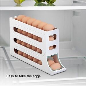 White Egg Storage Dispenser for Refrigerator -Organizer (White)